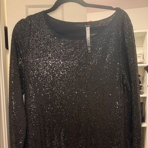 Kensie Sparkling Black Sequin Dress